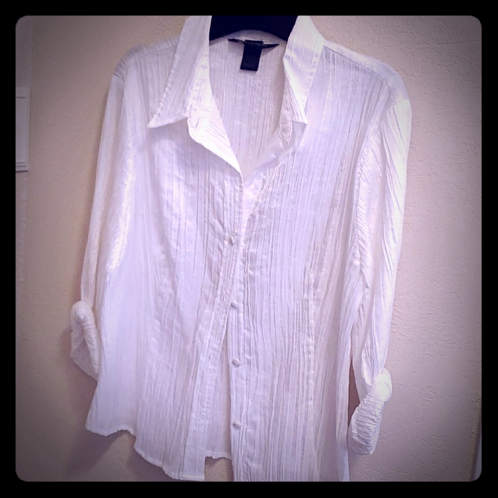 White crinkle blouse